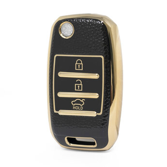 Nano High Quality Gold Leather Cover For KIA Flip Remote Key...