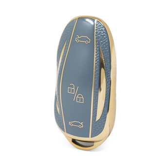 Nano High Quality Gold Leather Cover For Tesla Remote Key 3 Buttons...