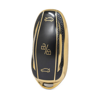 Nano High Quality Gold Leather Cover For Tesla Remote Key 3 Buttons...