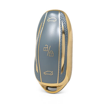 Nano High Quality Gold Leather Cover For Tesla Remote Key 3 Buttons...
