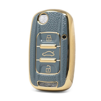 Nano High Quality Gold Leather Cover For Wuling Flip Remote Key...