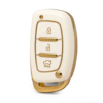 Nano High Quality Gold Leather Cover For Hyundai Remote Key 3...