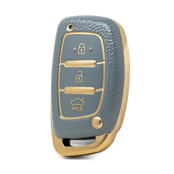 Nano High Quality Gold Leather Cover For Hyundai Remote Key 3...