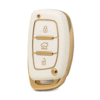 Nano High Quality Gold Leather Cover For Hyundai Remote Key 3...