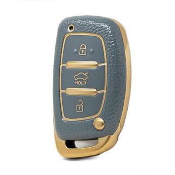 Nano High Quality Gold Leather Cover For Hyundai Remote Key 3...