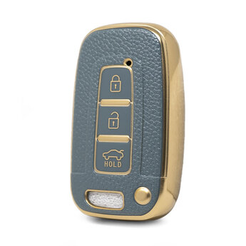 Nano High Quality Gold Leather Cover For Hyundai Remote Key 3...