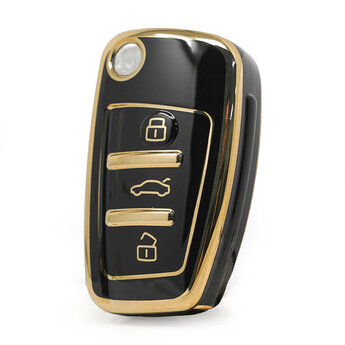 Nano High Quality Cover For Audi Flip Remote Key 3 Buttons Black...