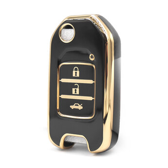 Nano High Quality Cover For Honda Flip Remote Key 3 Buttons Black...