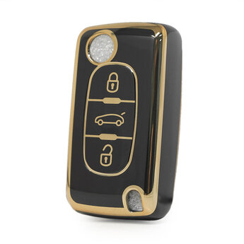 Nano High Quality Cover For Peugeot Remote Key 3 Buttons Black...