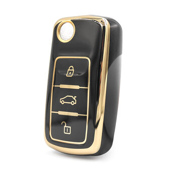Nano High Quality Cover For Volkswagen Remote Key 3 Buttons Black...