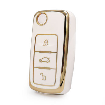 Nano High Quality Cover For Volkswagen Remote Key 3 Buttons White...