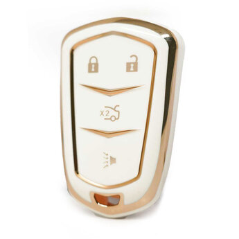 Nano High Quality Cover For Cadillac Remote Key 3+1 Buttons White...
