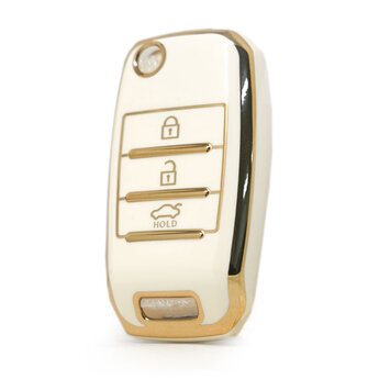 Nano High Quality Cover For KIA Flip Remote Key 3 Buttons White...