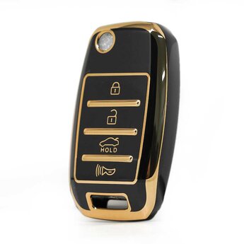 Nano High Quality Cover For KIA Flip Remote Key 3+1 Buttons Black...