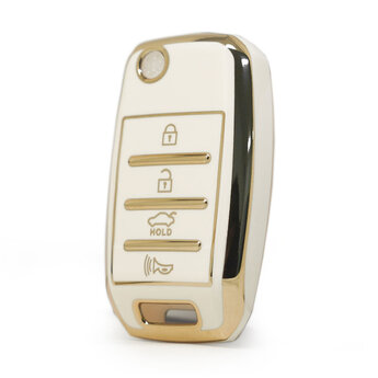 Nano High Quality Cover For KIA Flip Remote Key 3+1 Buttons White...