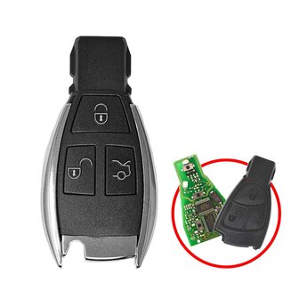 Mercedes Chrome Key Shell 3 Buttons Modified for NEC Board