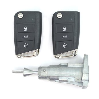 VW MQB BG New Type 2x 3 buttons 433MHz Flip Remote Key With Lock...