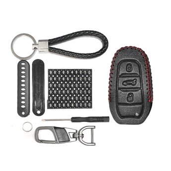 Leather Case For Peugeot Citroen Remote Key 3 Buttons