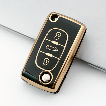 TPU High Quality Cover For Peugeot Remote Key 3 Buttons Black...
