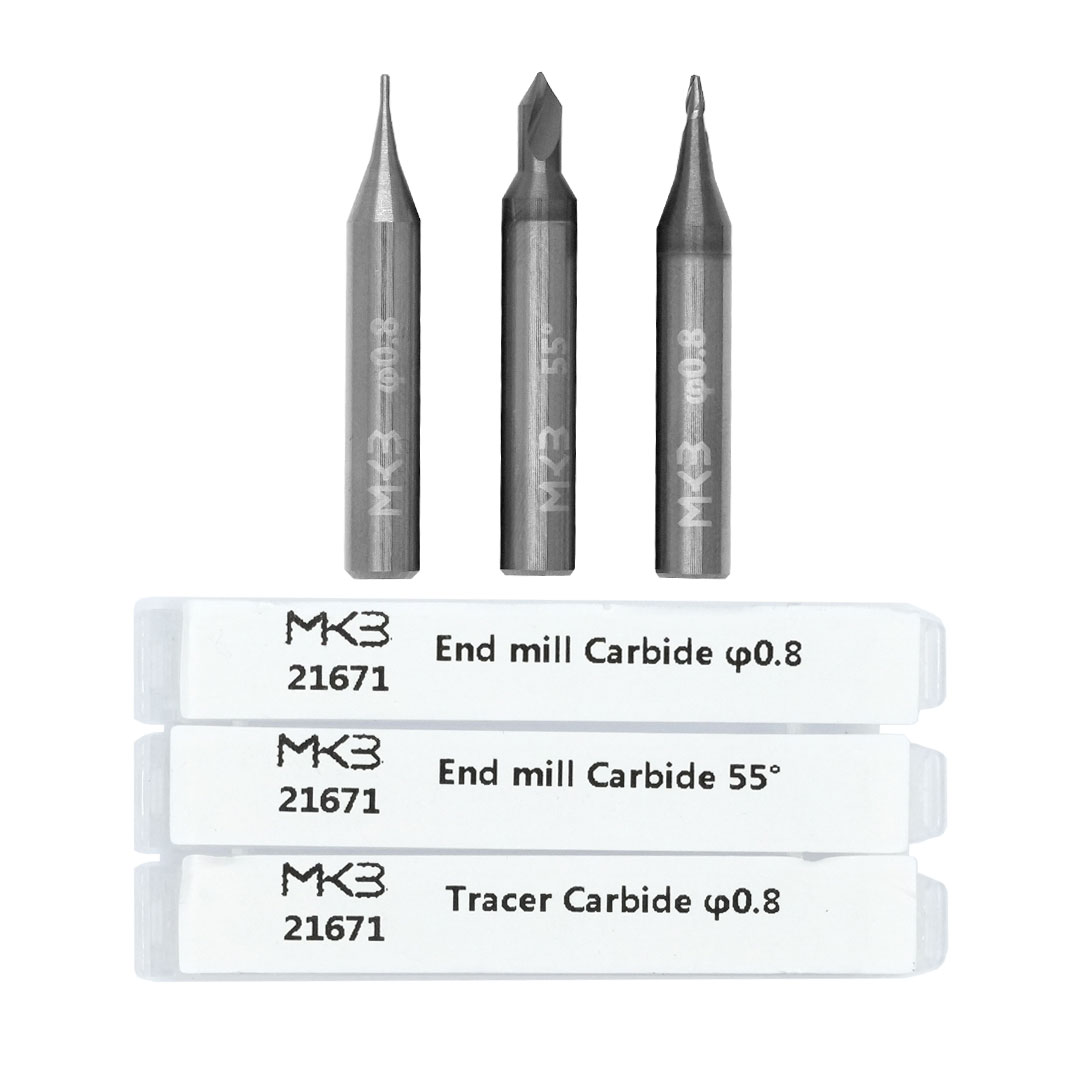 VD21671-2 End Mill & 1 Tracer Point Carbide Set Of 3 PCs ( φ0.8 - 50 ...