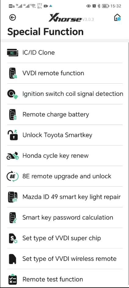 xhorse key tool lite special functions