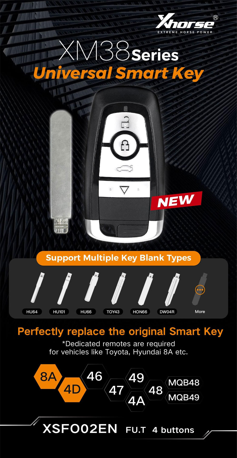 New Xhorse VVDI XSFO02EN Ford  Style XM38 Universal Smart Remote Key 4 Buttons High Quality Best Price | Emirates Keys