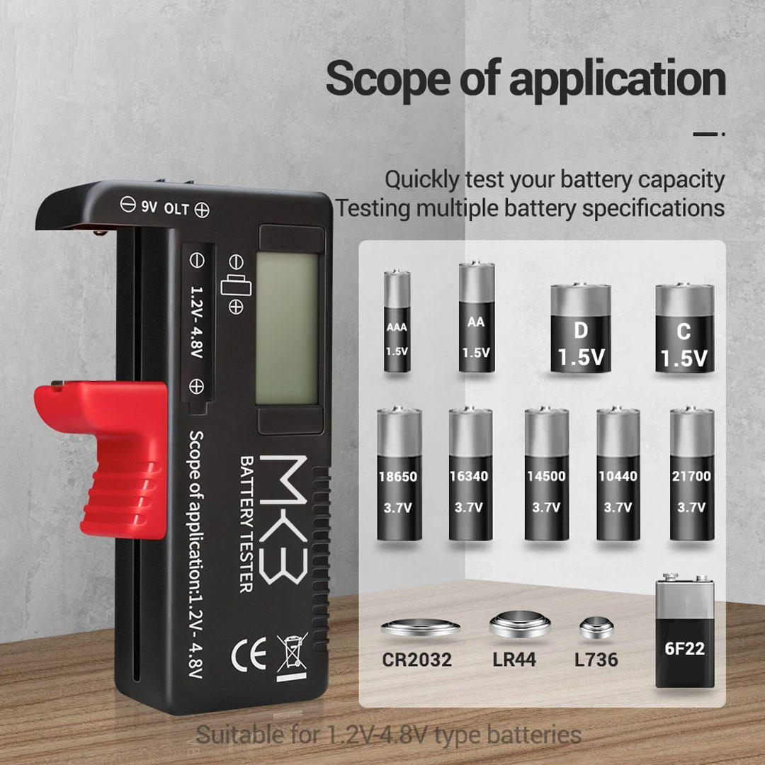 New Battery Universal Tester MK3 Digital type for all ( 1.2V - 4.8V ) Batteries and 9V Batteries | Emirates Keys