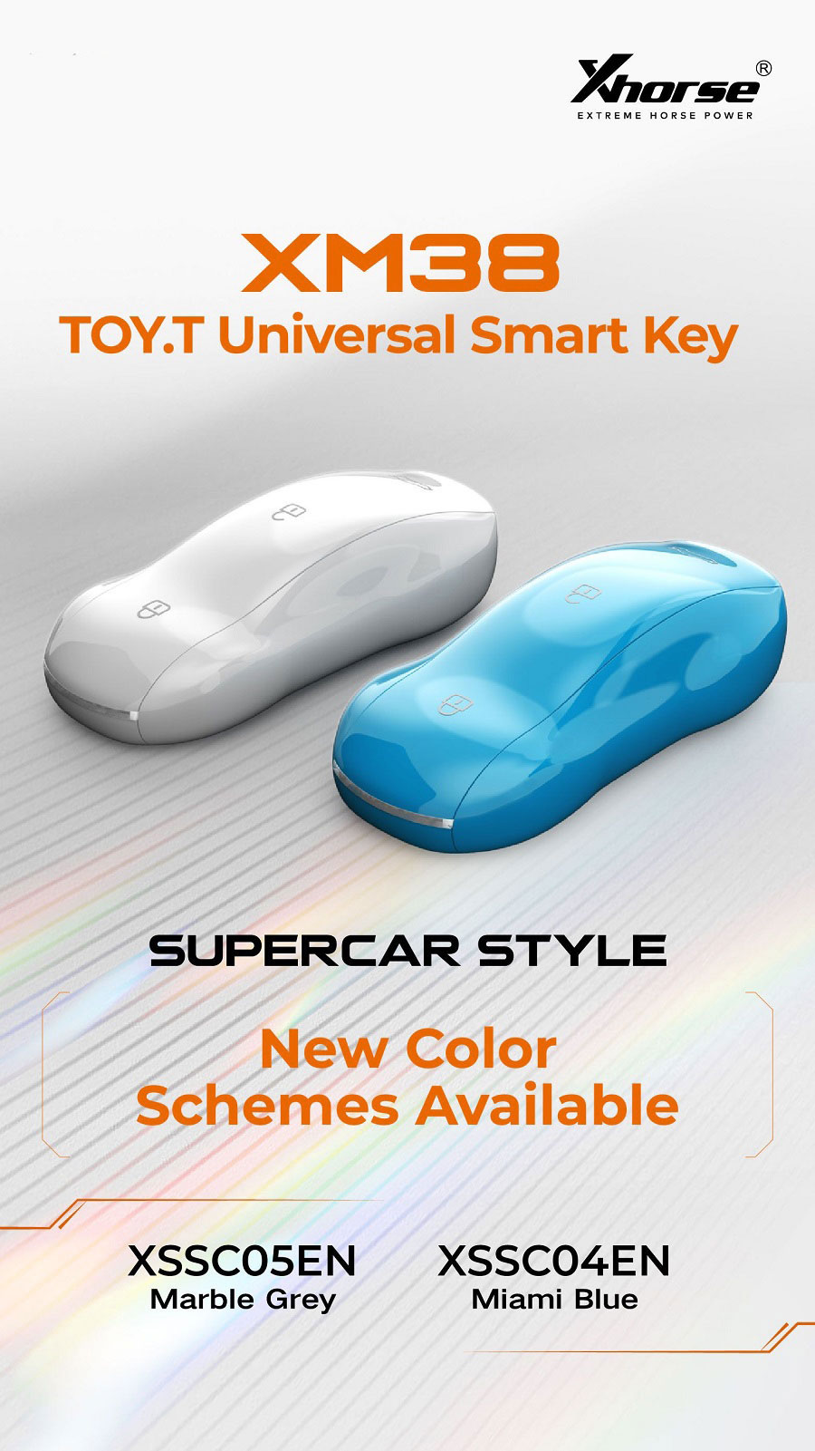 New Xhorse XSSC04EN Universal XM38 TOY.T Smart Remote Key 3 Buttons Miami Blue Supercar Style | Emirates Keys