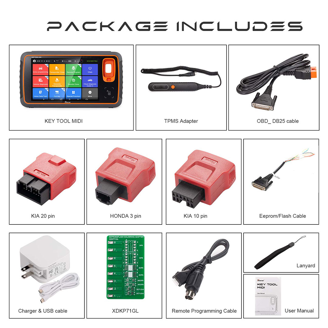 Xhorse Key Tool MIDI Basic Version Package includes: