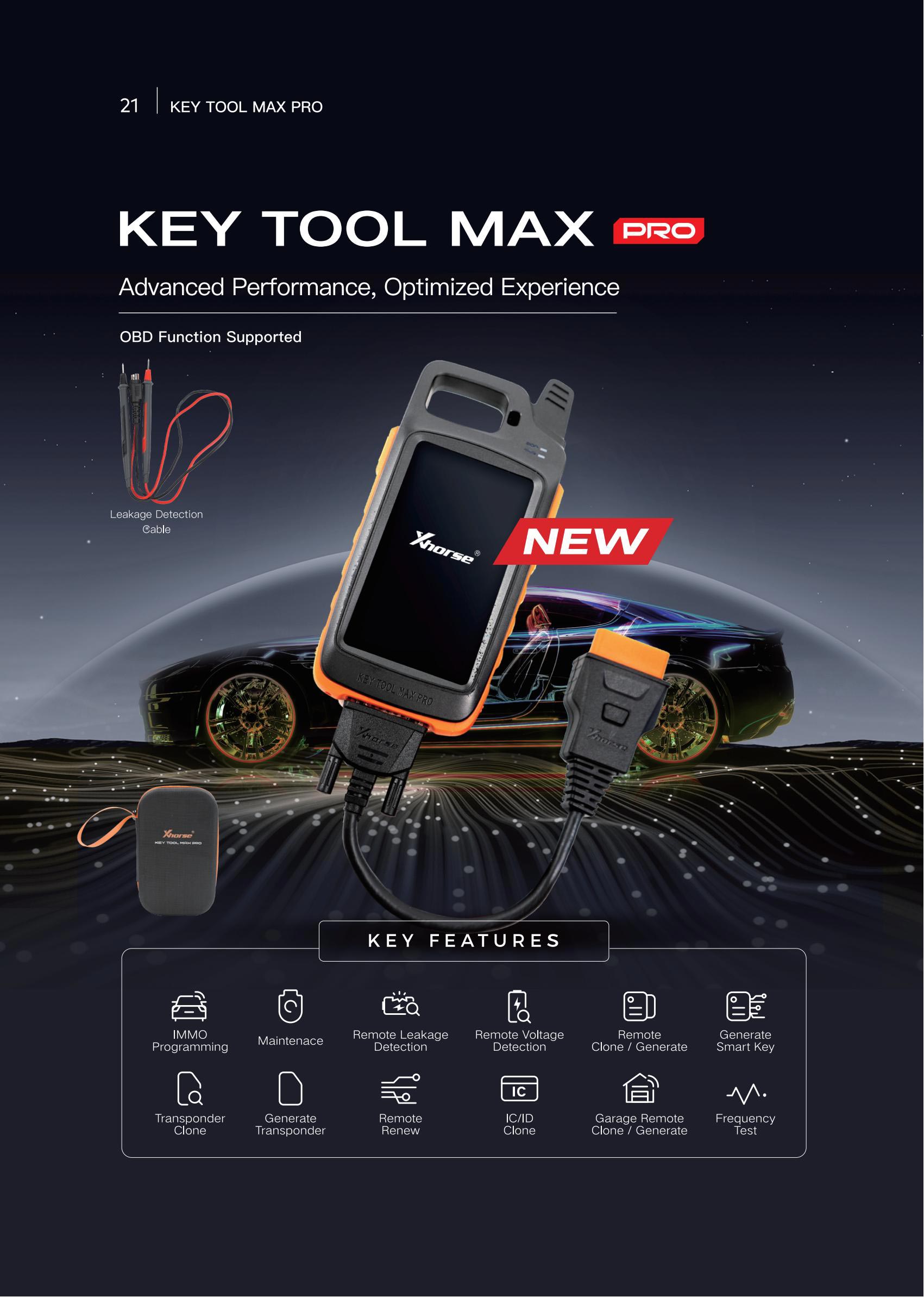 Xhorse VVDI Key Tool Max Pro XDKMP0EN Multi-Language Remote Programmer With MINI OBD Tool Function Support Read Voltage and Leakage Current | Emirates Keys