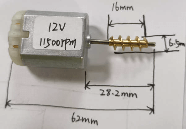 worm gear size:Φ =6.5mm*L=16mm